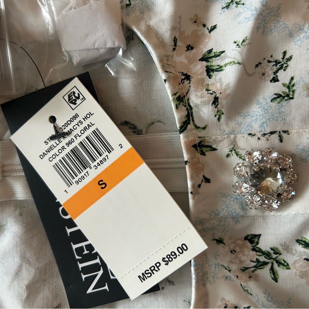 Danielle Bernstein Cream Floral Dress with Crystal Detail